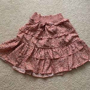Nasty Gal floral pink ruffle skirt